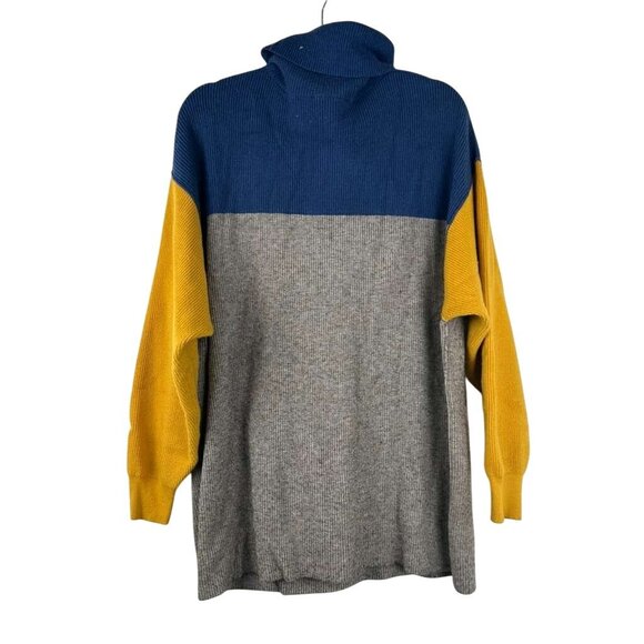 Free People Women's Large Oversized Tunic Sweater Turtleneck Colorblock - Picture 4 of 16